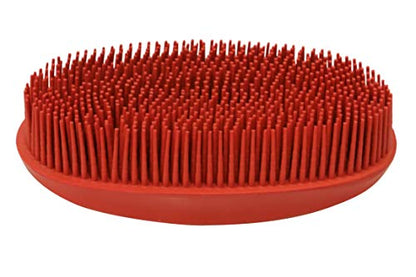 Grewal Equestrian Oval Face Grooming & Bathing Curry Brush for Horses, Dogs, Cats, & Other Pets - Very Soft Bristles (Red) - color: Red