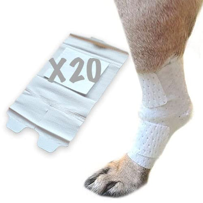PawFlex Joint and Large Area Wound Bandages for Dogs Cats & Other Pets. Great for Leg Joint sprains and Tail Injuries! Non Adhesive Breathable Non-Slip Disposable Washable Value Pack (Medium 20pk) - size: Medium 20pk