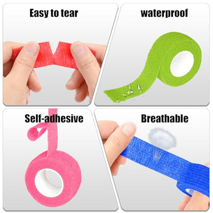 6 Pack Self Adhesive Bandage Wrap 1 Inches x 5 Yards - color: Mixed Colors, size: 1 Inch
