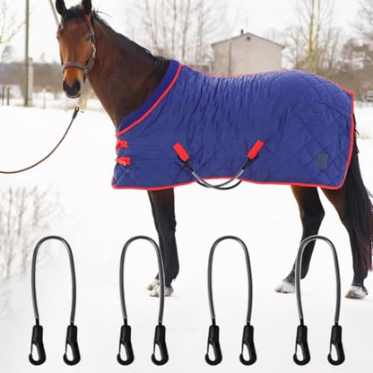 2Pcs Horse Blanket Straps, Adjustable Elastic Leg and Tail Straps, 16" - color: 2 PCS