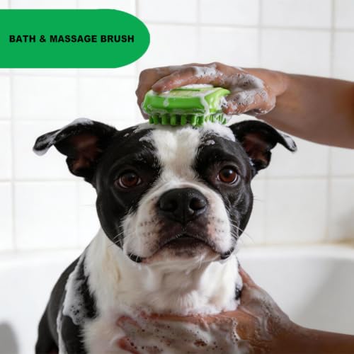 Rubber Curry Brush for Short Haired Dogs, Gentle Curry Comb - color: Green