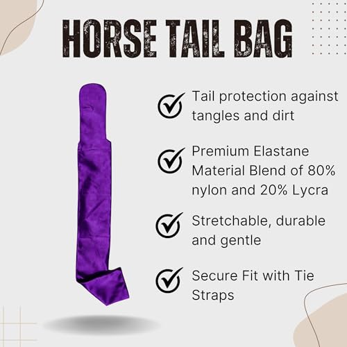 Ranch Hand Premium Lycra Tail Bag – Horse Tail Bag Made from Durable Stretchable Lycra – Gentle on Hair and Free from Damage – Horse Tail Protection Bag for Grooming – 24 Inches - Purple - color: Purple