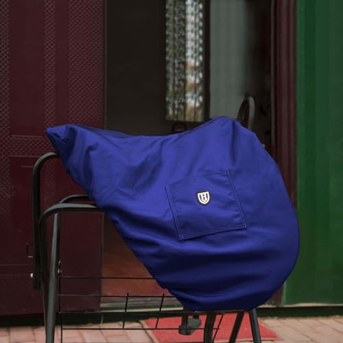 Harrison Howard Premium English Saddle Cover, Waterproof & Breathable Fleece-Lined Protective Saddle Cover - color: Navy, size: Dressage-One Size