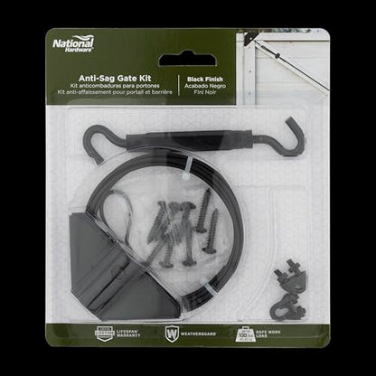 National Hardware Anti-Sag Gate Kit, Steel, Exterior Use, Black