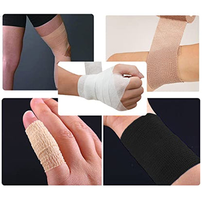 12-Pack Self Adhesive Cohesive Wrap Bandages, Tape Self Adherent, Strong Elastic Sports Tape, 2 inches x 5 Yards