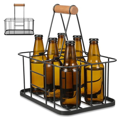 Cabilock Water Bottle Carrier Milk Bottle Holder Wire Metal Doorstep Milk Crate Basket for Farmhouse Kitchen Organizer Holder