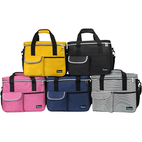 PetAmi Dog Travel Bag Organizer, Pet Supplies Tote, Stripe Black Medium - color: Stripe Black, size: Medium - 14.5"L x 8"W x 12.0"H