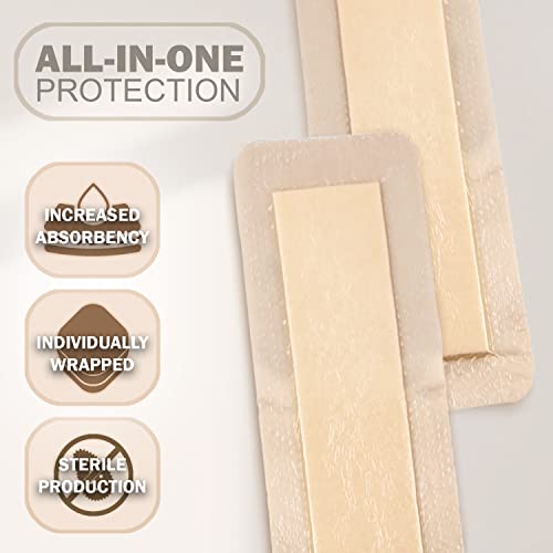 EVERLIT Care Silicone Foam Dressing with Adhesive Border | Highly Absorbent Hypoallergenic Bandages for Chronic Wounds, Bed Sores, Pressure Ulcers | Gentle & Secure Adhesion (4" x 10" | 5 Pack) - size: 4" x 10" | 5 Pack