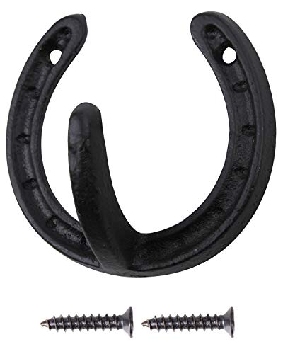 ICObuty Coat Hook Hat Horse Hook Vintage Wrought Iron Wall Mounted Screws Included Wall Hook (Horseshoe)