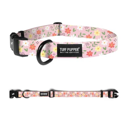 Tuff Pupper Premium Adjustable Dog Collar, Stylish Pattern Collars Designed in USA, Quick Release Buckle, Petal Blush Small (0.7 Inch Wide x 8-12 Inch Neck) - color: Petal Blush, size: Small