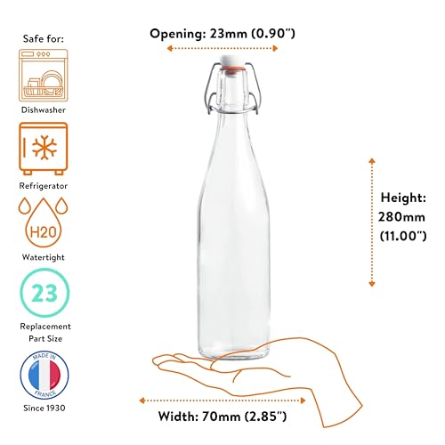 Le Parfait Swing Top Bottle 500ml (16oz), Airtight Lid, Pack of 3 - color: 16oz (Set/3)