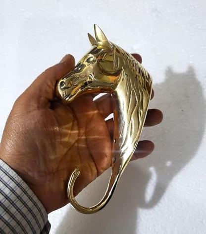 Brass Horse Head Wall Hooks – Set of 2 Sculptural Coat Hooks for Home, Office & Restaurant Decor