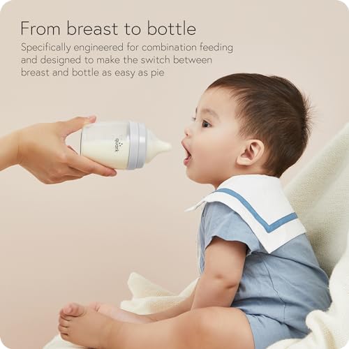 BuubiBottle Max Slow Flow Bottle for Newborn Babies by Quark - with Anti-Colic RealFeel Nipple to Simulate Breastfeeding - BPA-Free, PVC-Free, Toxin-Free - 8 Oz Bottle with Lid, 2 Pack - Gray - color: Gray