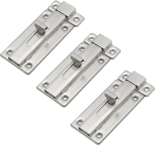 Slide Latch Lock, 3 Pcs 3 inches Sliding Door Bolts Lock,Gate Sliding Latch Lock