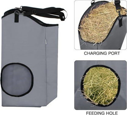 3 Packs Goat Hay Feeder, Hay Bags for Goats, Horses, Sheep - color: 1Black+2Grey
