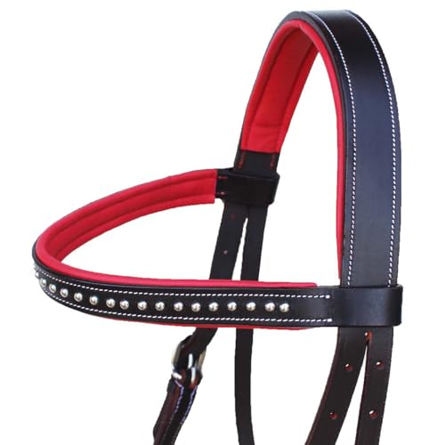 CHALLENGER Horse Western Horse Western English Leather Bitless Sidepull Bridle w/Reins Red 7708BRR-F