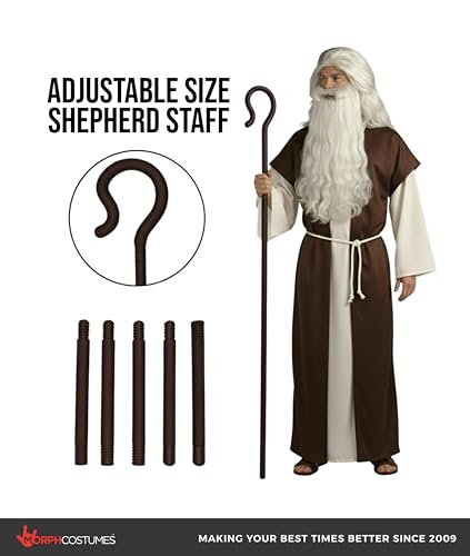 Morph Noveltied Plastic Shepherds Hook Prop Staff Cane Walking Stick - Nativity Play Costume Accessory, 59" - color: Brown