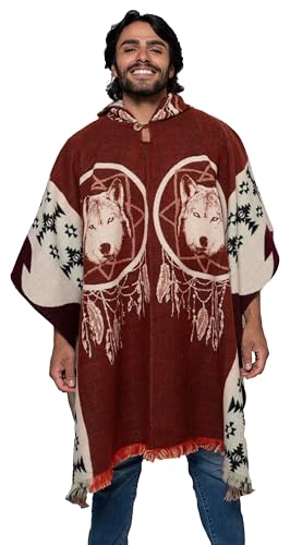 Alpaca Land, Handmade Ecuadorean Alpaca Wool Ponchos - color: Red Wolf