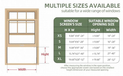 [MEASURE FIRST] FLYZZZ Window Screen, FIXED 19.68" HEIGHT, Fits Window Opening Width 28" to 52", Adjustable Sliding Screen Insert, Large, 2-Pack - color: 2 Packs, size: 19.68 Inches High By 28-52 Inches Wide