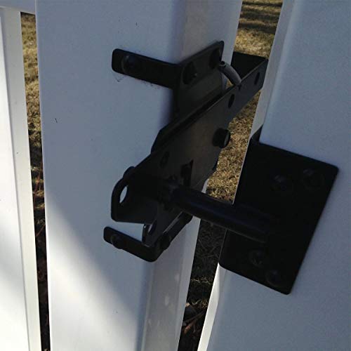 Self-Locking Gate Latch Heavy-Duty for Wood Gate, Steel Black, 1pcs - color: Black