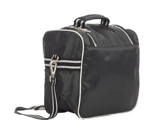 Equinavia Darby Zip Top Equestrian Horse Grooming Bag with Shoulder Strap | 6.5" x 11" x 13" - color: Black/Silver