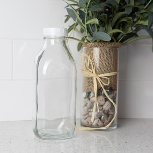 Fox Run Glass Classic Milk Bottle With Lid, 32 oz or 1 Quart Capacity