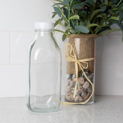 Fox Run Glass Classic Milk Bottle With Lid, 32 oz or 1 Quart Capacity
