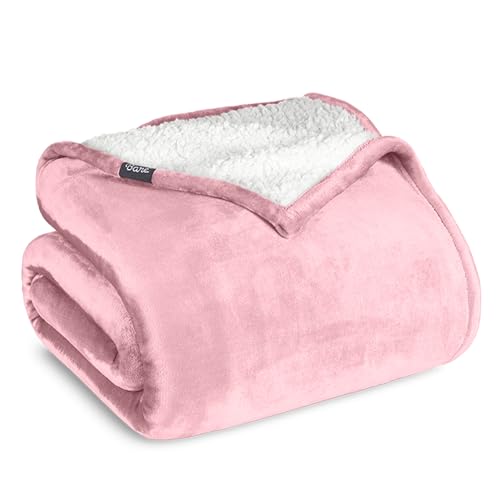 Bare Home Sherpa Fleece Blanket (Twin/Twin XL, Light Pink) | Reversible Blanket for Bed, Sofa, and Couch, Warm & Lightweight, Fluffy & Soft - color: 22 - Light Pink, size: Twin/Twin XL