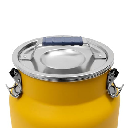 DYNAMI 3.2Gal Stainless Steel Airtight Canister,Large Metal Food Storage Container,Stainless Steel Bucket Milk Can Milk Jug With Lid&Handle, for Kitchen Rice Flour Coffee Bean (Yellow) - color: Yellow