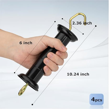 4 Pcs Plastic Electric Fence Gate Handle Insulators Spring Black Connector