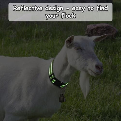 5 Pack Reflective Goat Collars with Bells,Anti-Lost Pet Collar - color: Reflective Black+Grey+Green