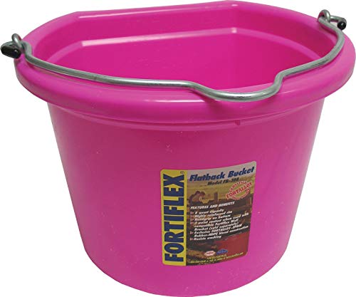 Fortiflex Flat Back Feed Bucket for Dogs/Cats and Small Animals, 8-Quart, Hot Pink