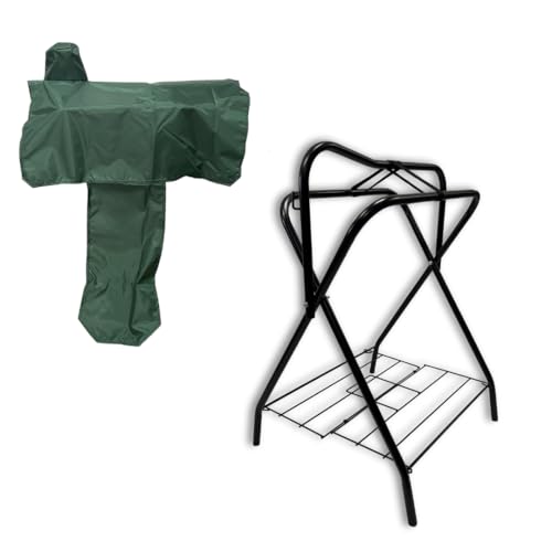 AJ Tack Freestanding Saddle Rack with Western Saddle Cover