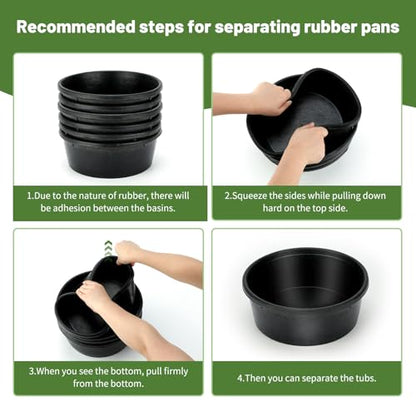 6Pcs Rubber Feed Pan, 1 Gallon Horse Feeder Pan, Chicken Dust Bath - color: Black-4Quart, size: 6PCS