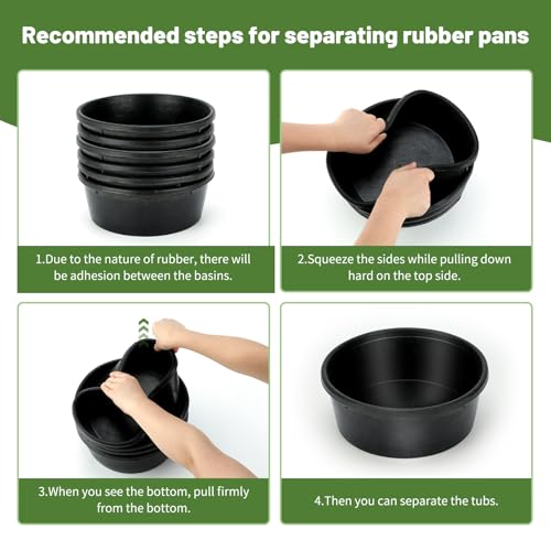 6Pcs Rubber Feed Pan, 1 Gallon Horse Feeder Pan, Chicken Dust Bath - color: Black-4Quart, size: 6PCS