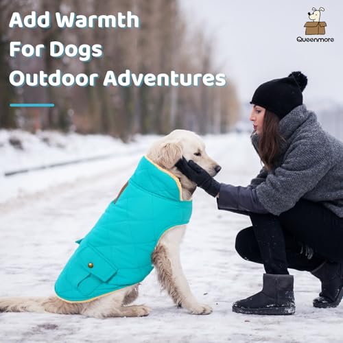 Queenmore XS Warm Dog Jacket Cold Weather Puffer Coat Quilting Winter Vest - color: Light Blue, size: X-Small