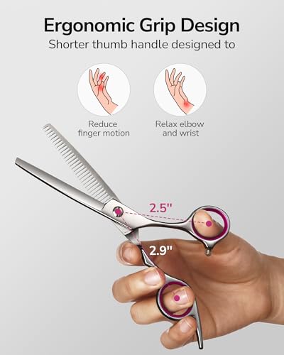 ULG Hair Thinning Scissors Professional Barber’s Texturizing Teeth Shears for Hairdressing, Salon and Home Use Thinning Shears for Hair Cutting, Made of Japanese Stainless Steel, 6.5 inch - color: Pink