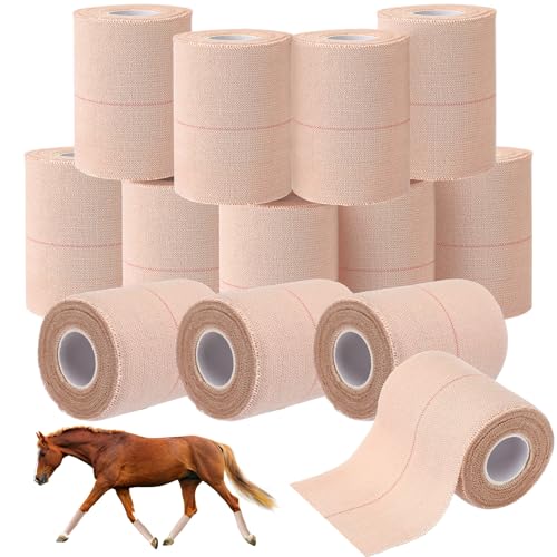 Geiserailie 12 Rolls 3 Inches Elastic Tape Self Adhesive Wrap Sports Pets | Cohesive Stretch for Ankle Knee Wrist, Sticks to Itself Not Skin Hair, Athletic Training Pet Animal Protection, Tan Beige - size: 3 Inch