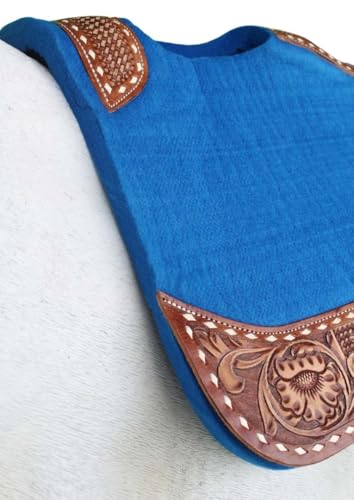 CHALLENGER 32x30 Horse Saddle PAD Western Contoured Wool Felt Moisture Wicking Brown 39209 - color: Turquoise Blue, size: 30" Spine x 15" Drop