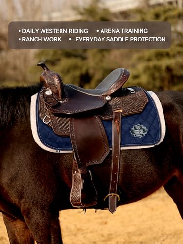 Harrison Howard Western Saddle Pad Liner, Thin Wool Felt Under Pad with Spine Cutout, Shock Absorbing Sweat Barrier - color: Light Tan, size: 32"Lx32"W-7mm Thick