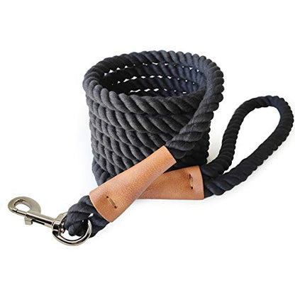 BTINESFUL 3/5/10ft Braided Rope Cotton Dog Leash for Large Medium Dogs - color: black, size: 10 Foot (Pack of 1)