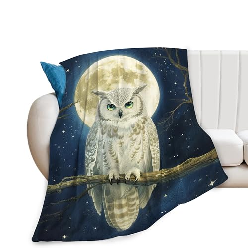 Owl Soft Cozy Blanket Owls Moon Throw Blanket Super Plush Warm Stuff Lightweight Fleece Flannel Blankets Gifts for Women Girls Kids Adults 60"X50" - color: Owl, size: 60"x50"