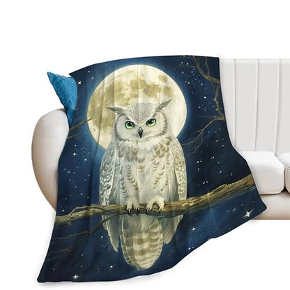 Owl Soft Cozy Blanket Owls Moon Throw Blanket Super Plush Warm Stuff Lightweight Fleece Flannel Blankets Gifts for Women Girls Kids Adults 60"X50" - color: Owl, size: 60"x50"
