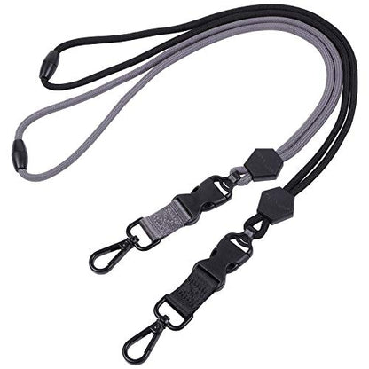 Wisdompro 2 Pack 23" Lanyard with Safety Breakaway Buckle - Black and Gray | Durable Heavy Duty Neck Lanyard, with Detachable Buckle and Metal Hook, for ID Card Badge Holder and Keys - color: Black, Gray, size: 23 inches