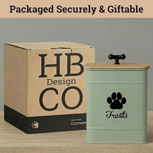 Dog Treat Container Airtight, 6"W x 8"H, Powder Coated, 12 Cup Capacity - color: Sage Green