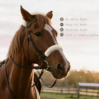 Soft Fleece Halter Covers for Horses BN Series (2-Piece, Cream) - color: Cream
