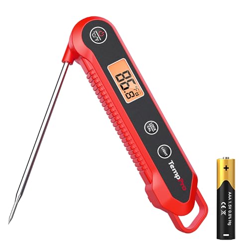TempPro TempSwift 1 Sec Meat Thermometer Digital for Kitchen Cooking Food - color: Red