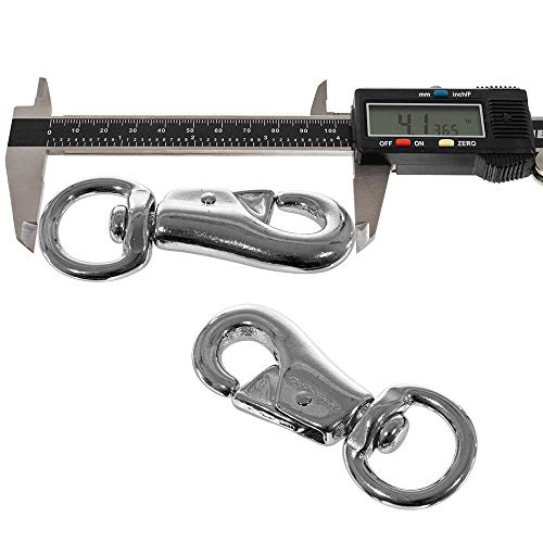 Nickel-Plated Rope Snaps - 2-Pack of 7/8 Inch Round Swivel Bull Snap - for 0.5 Inch, 0.75 Inch, and 1 Inch Rope - Stainless Steel Trigger Spring