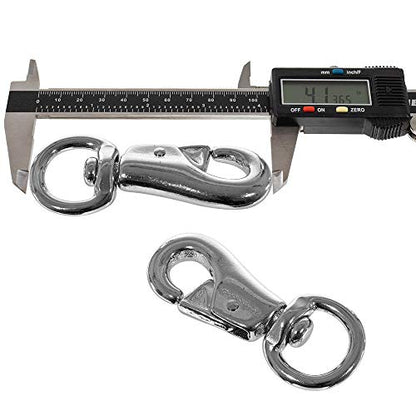 Nickel-Plated Rope Snaps - 2-Pack of 7/8 Inch Round Swivel Bull Snap - for 0.5 Inch, 0.75 Inch, and 1 Inch Rope - Stainless Steel Trigger Spring