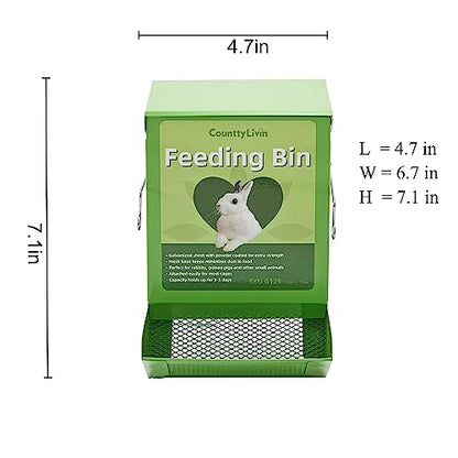 Metal Small Animal Feeder with Lid, Heavy Duty, Large Capacity Food Dispenser, Great for Rabbits, Guinea Pigs, Chinchillas and Other Small Animals. (4.6 inch, Green) - color: Green, size: 4.6 inch